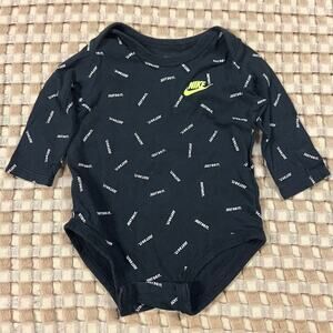 Nike 6M long sleeve‎ bodysuit onsie baby black logo